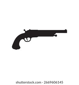 Piratenpistole Silhouette, Vektorgrafik, flaches Design auf weißem Hintergrund