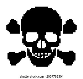 Pirate - pixel art. Jolly Roger Skull. Sea robber.