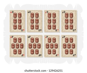 Pirate playing cards, 3, vector