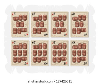 Pirate playing cards, 4, vector