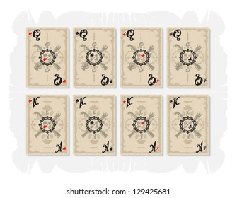 Pirate playing cards, 6, vector