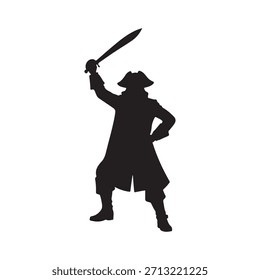 Pirate Pose silhouette vector flat illustration design on white background