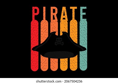 pirate retro silhouette design hand drawing