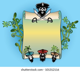 pirate roll paper and ocean design vector