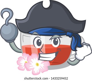 Pirate rosehip tea above wooden mascot table