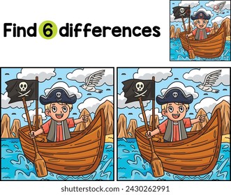 Pirate in a Rowboat Find The Differences