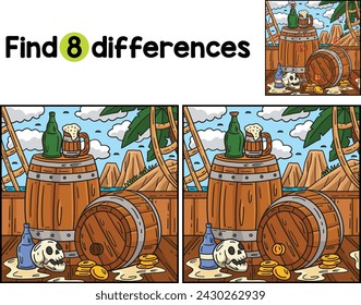 Pirate Rum and Barrel Find The Differences