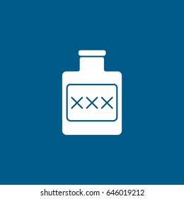 Pirate Rum Bottle Flat Icon On Blue Background