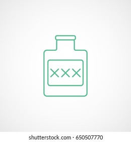 Pirate Rum Bottle Green Line Icon On White Background