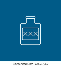 Pirate Rum Bottle Line Icon On Blue Background