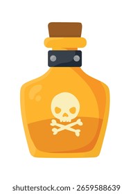 Ron pirata. Clipart de Vector plano, ilustración con fondo aislado.