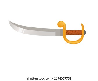 Pirate Saber Medieval Weapon Vector Illustration On White Background