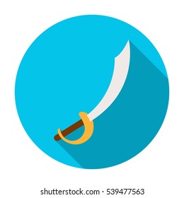 Pirate sabre icon in flat style isolated on white background. Pirates symbol stock vector illustration.
