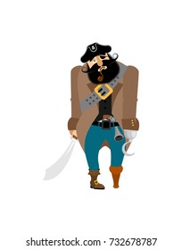 Pirate sad. filibuster melancholy. buccaneer depression. Vector illustration
