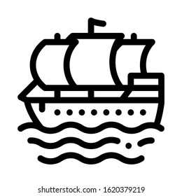 Pirate Sail Boat Icon Vector. Outline Pirate Sail Boat Sign. Isolated Contour Symbol Illustration