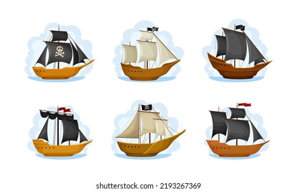 Pirate Sailing Ship Square Rigged Masts Stock Vector (Royalty Free ...