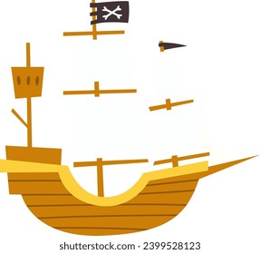 Pirate Sailing Ship Vector Illustration