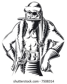 Pirate Santa, b&w
