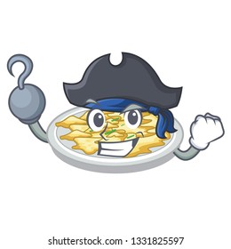 Pirate scrambled egg put above cartoon plate