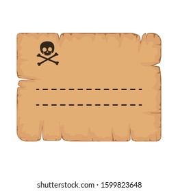 Pirate scroll for children's birthday. Vintage pirate letter