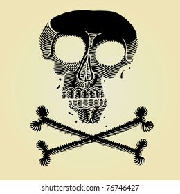 pirate scull black woodcut