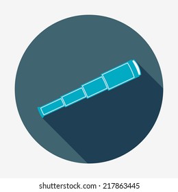 Pirate or sea icon, spyglass. Flat design style modern vector illustration. Isolated on stylish color background long shadow icon.  Elements in flat design.