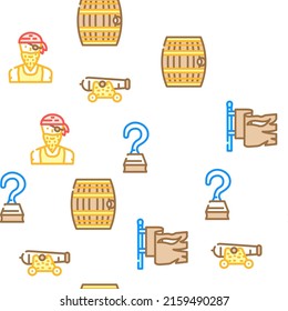 Ilustración de la línea de color de patrón sin inconvenientes de vectores piratas de ladrillo marino