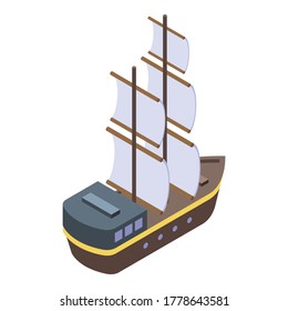 Pirate sea ship icon. Isometric of pirate sea ship vector icon for web design isolated on white background