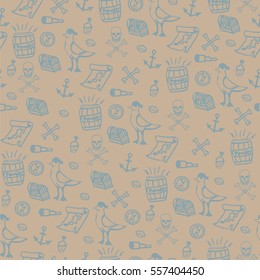 pirate seamless pattern on a beige background