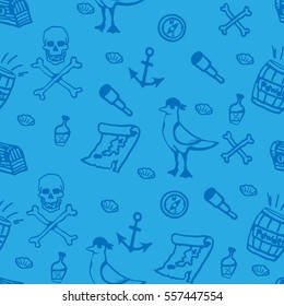 pirate seamless pattern on a blue background