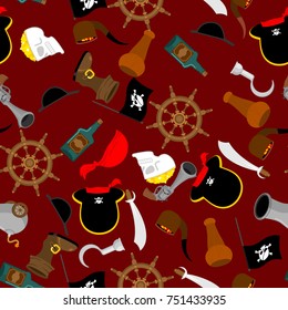 Pirate seamless pattern. piratical accessory ornament. buccaneer background. Vector Illustration
