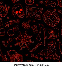 Pirate seamless pattern. Sketch cartoon background.