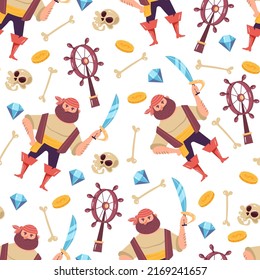 Pirate seamless repeat wrap cover pattern background illustration