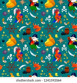 Pirate seamless texture. Vector pattern illustration