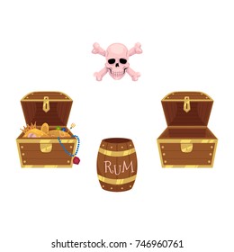 Pirate Set Full Empty Treasure Chests Stock Vector (Royalty Free ...