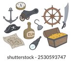 Pirate set graphic color isolated sketch illustration vector