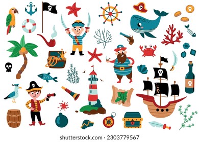 Pirate set. Pirate party for Kindergarten Adventure treasure pirates.
