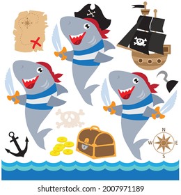 Piratenhai-Crew, Vektorgrafik-Illustration