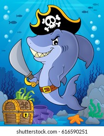 Pirate shark topic image 2 - eps10 vector illustration.
