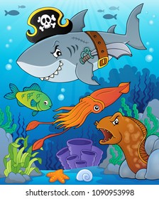 Tema pirata del tiburón 7 - ilustración vectorial eps10.