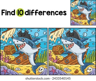 Pirate Shark Treasure Chest Find The Differences