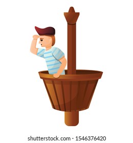 Pirate at ship basket icon. Cartoon of pirate at ship basket vector icon for web design isolated on white background