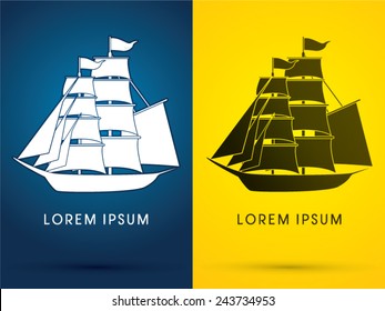 Pirate  ship, Boat , logo, symbol, icon, graphic, vector.