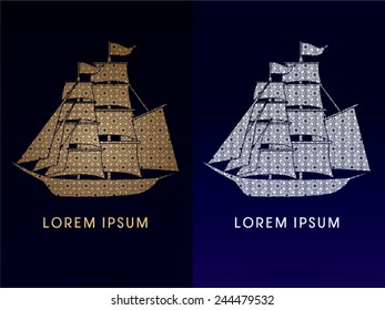 Pirate ship, Boat , Luxury Outline, logo, symbol, icon, graphic, vector.