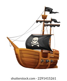 Pirate ship cartoon illustration isolated on white background