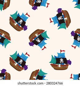 pirate ship , cartoon seamless pattern background