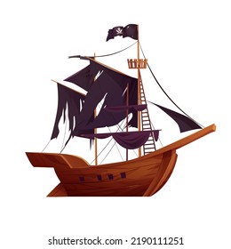 Pirate ship cartoon vector illustration.