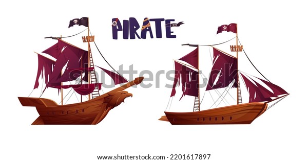 Pirate Ship Cartoon Vector Illustration Stock Vector (Royalty Free ...