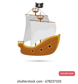 Pirate ship color flat icon for web and mobile design