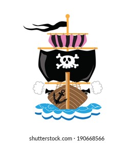 Pirate ship colorful vector illustration